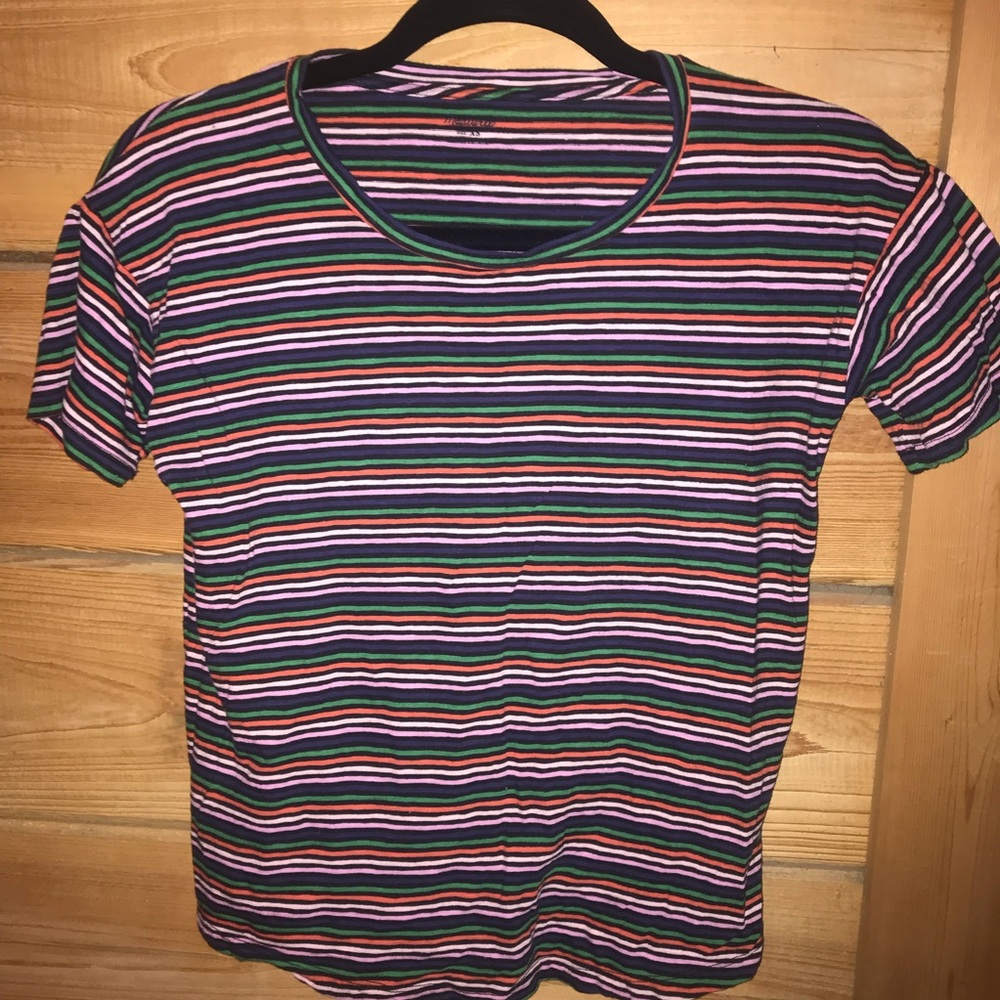 Madewell XS striped t EUC blue green black orange